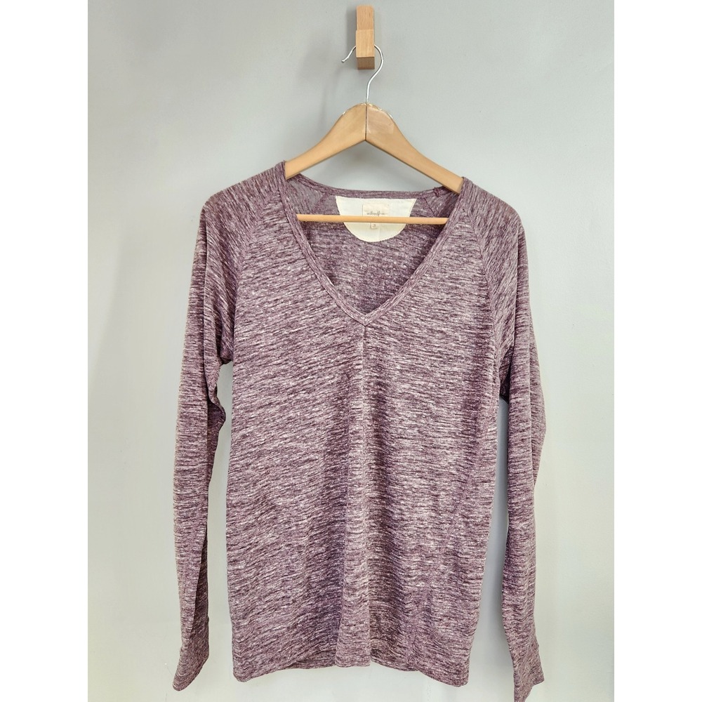 Wilfred Free V-Neck Top Women XS Purple Space Dye Raglan Long Sleeve T-Shirt